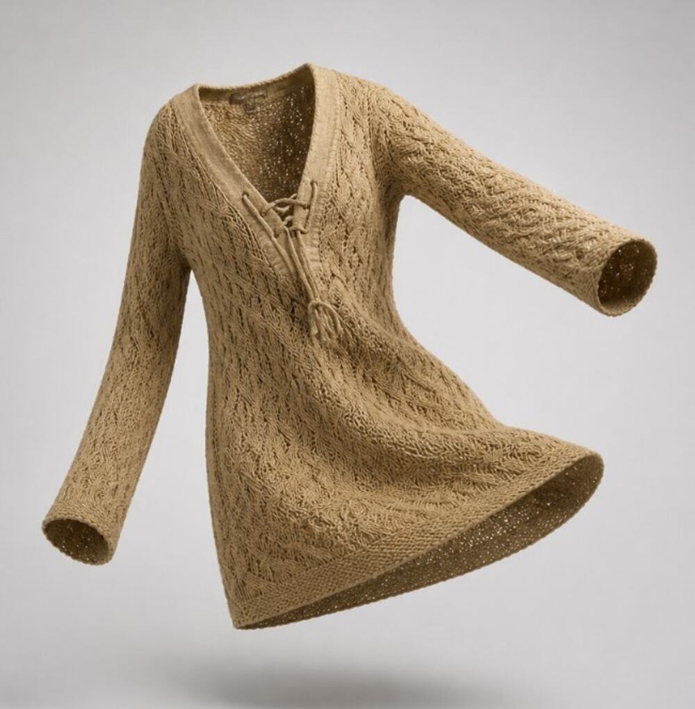 Beautiful Tommy Bahama Cable Knit Linen Cotton Sweater Womens XS Lace Up Neck